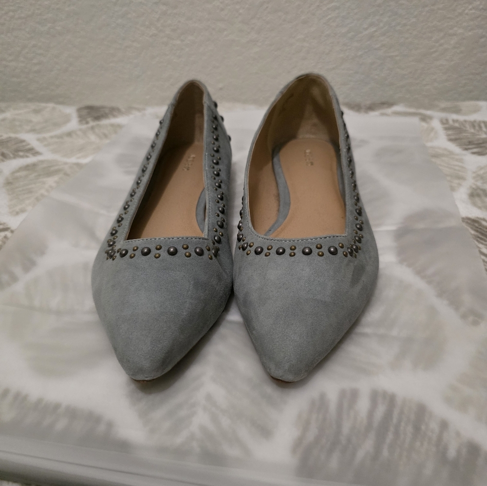 Gray Studded Women's Flats